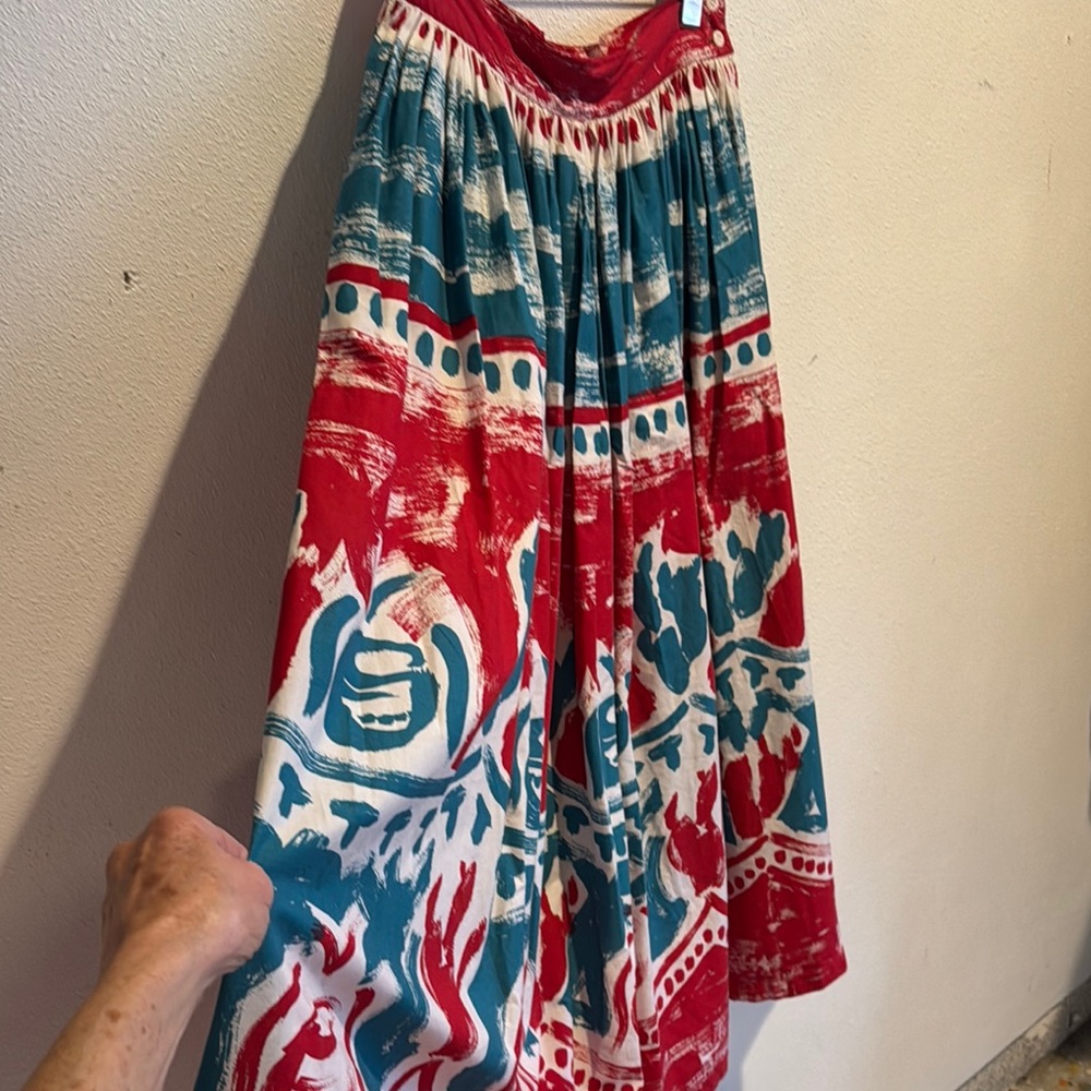 Willi Smith Red and Blue A-Line Skirt - Picture 3 of 3